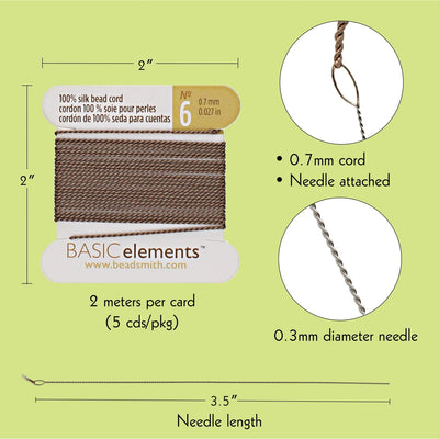 Seidenfaden, 100 % Seidenkordel mit Nadel, 5 x 2 m, mehrfarbige Packung – CHSMX06