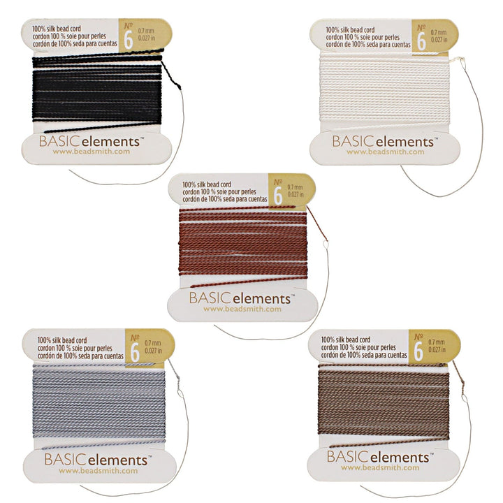 Silk Thread, 100% Silk Bead Cord With Needle,5X2 Meter Multi Color Pack -CHSMX06