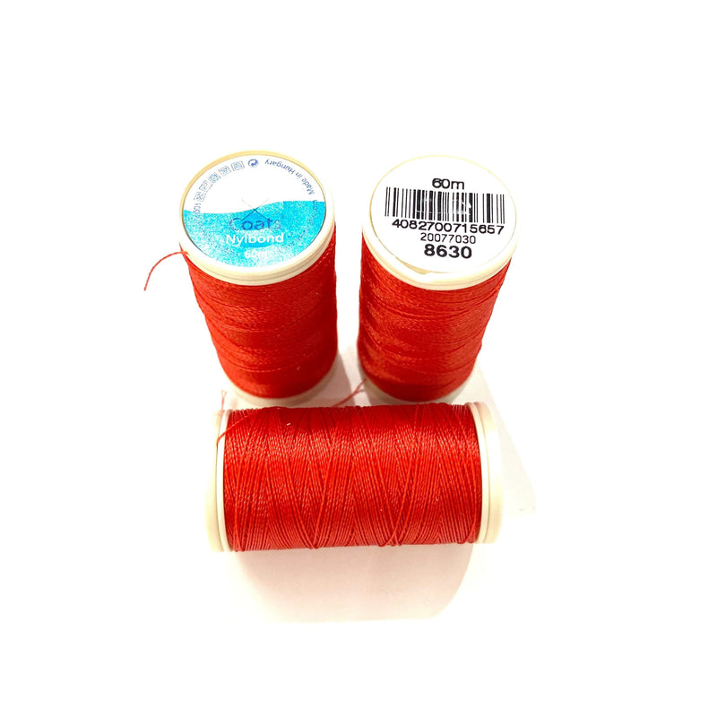 Coats, Nylbond extra strong beading thread | 60mt | bright red 8630