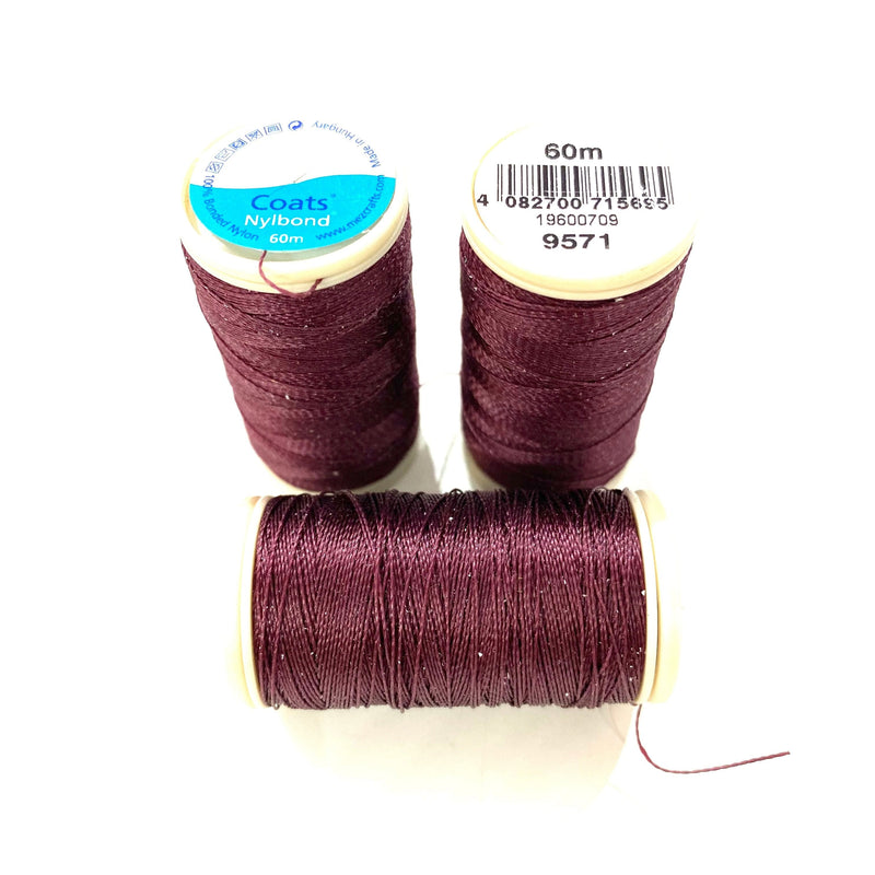 Coats, Nylbond extra strong beading thread | 60m | wine 9571