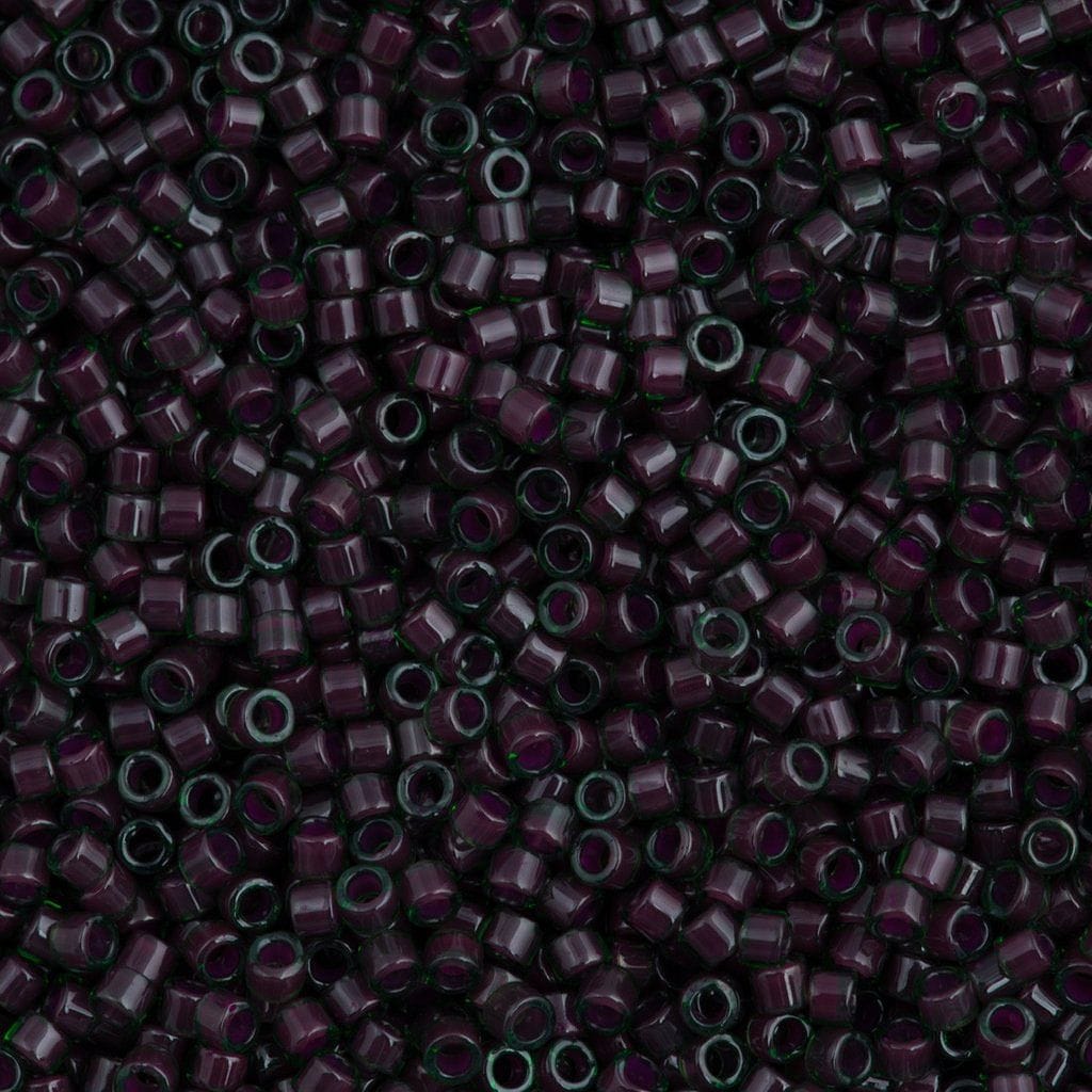 DB0279 Lined Green/Maroon Luster, Miyuki Delica 11/0