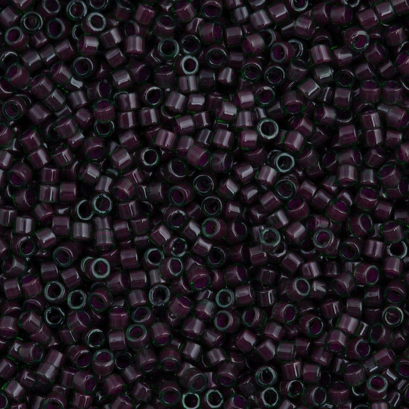 DB0279 Lined Green/Maroon Luster, Miyuki Delica 11/0 £2.25