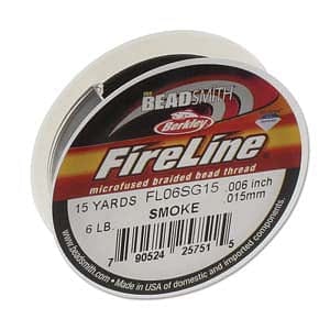 FIRELINE Smoke Grey Beading Thread – 6LB, 15 Yards Spool