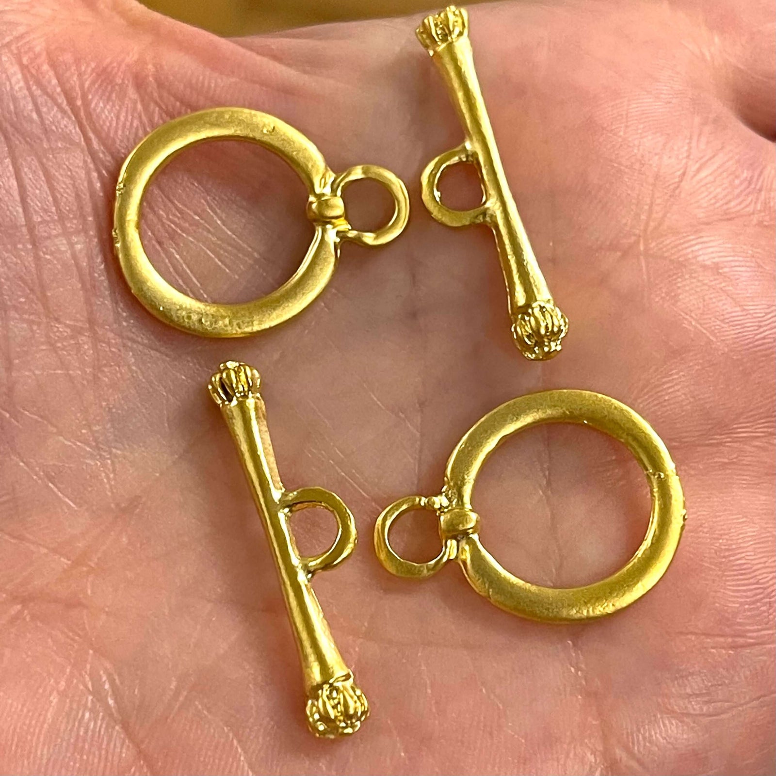 Matte Gold Plated Toggle Clasps, 24Kt Matte Gold Plated Brass Toggle Clasps