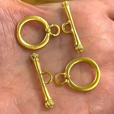 2 Sets Gold Plated Toggle Clasps, 24Kt Matte Gold Plated Brass Toggle Clasps£2.5