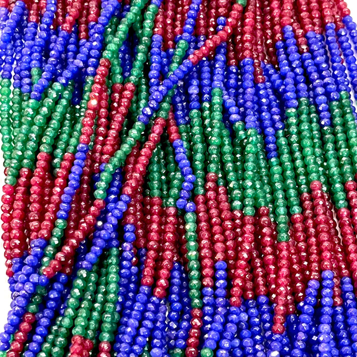 4mm Ruby,Sapphire,Emerald Jade, 4mm Faceted Rondelle Jade, Beads, 120 Beads