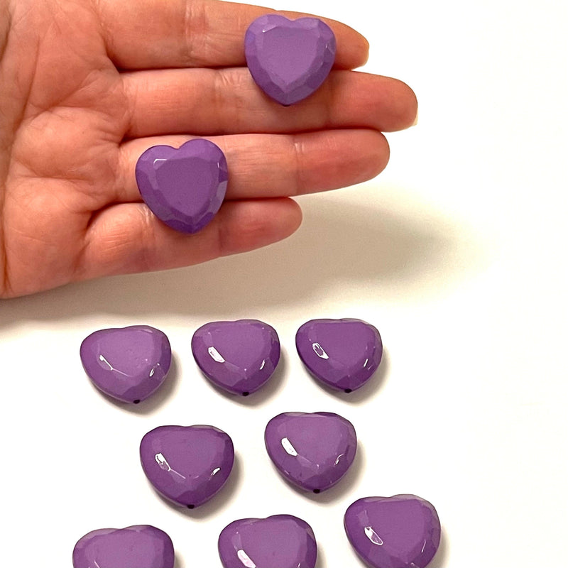 Purple Acrylic Heart Charms, Acrylic Heart Beads, 10 Pcs in a pack