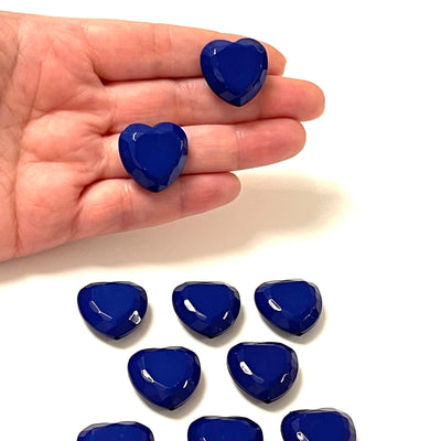 Navy Blue Acrylic Heart Charms, Acrylic Heart Beads, 10 Pcs in a pack