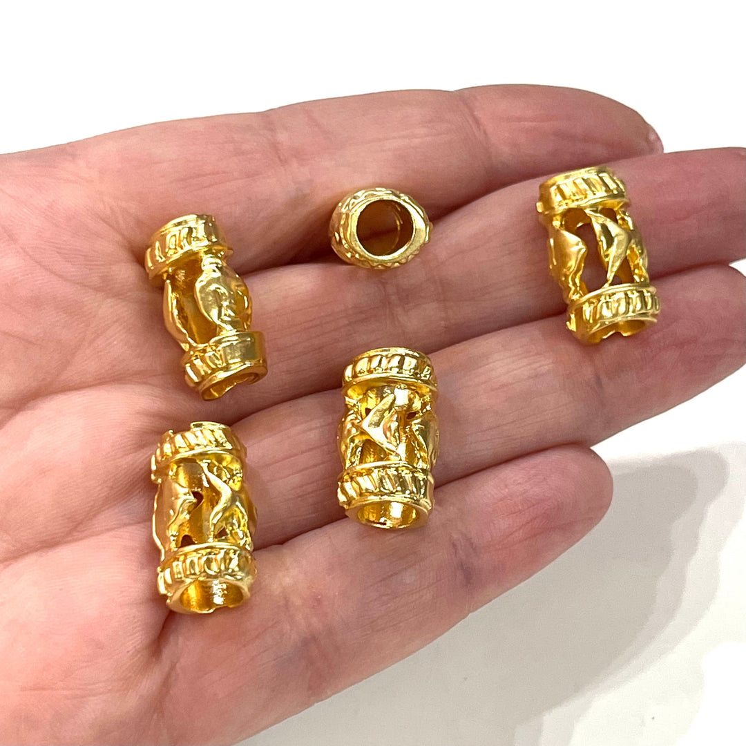 24Kt Matte Gold Plated 18mm Spacer Tube Charms, 2 pcs in a pack