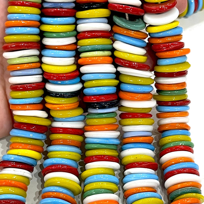 Türkische handgefertigte große Ringperlen aus Glas, 50 Perlen in einer Packung