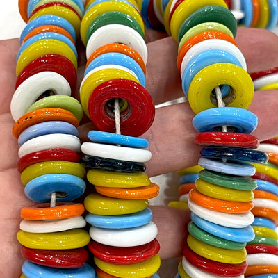 Türkische handgefertigte große Ringperlen aus Glas, 50 Perlen in einer Packung