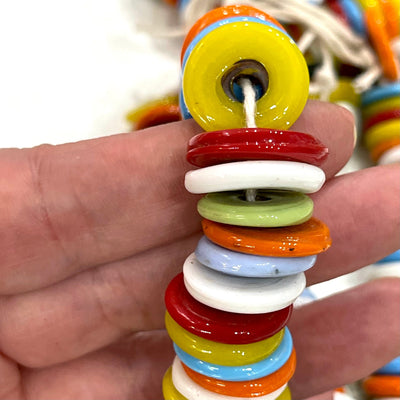 Türkische handgefertigte große Ringperlen aus Glas, 50 Perlen in einer Packung