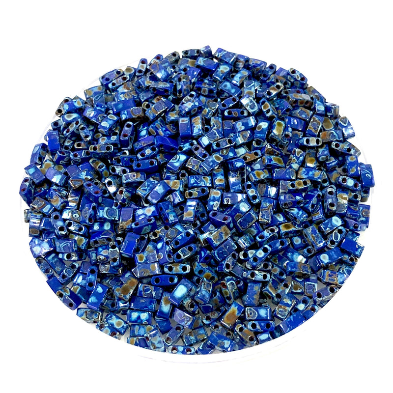 Miyuki Half Tila Beads HTL4518 Picasso Opaque Cobalt ,