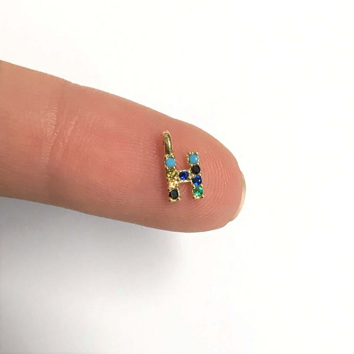 24Kt Gold Plated Brass Multicolor Micro Pave Initial Charms