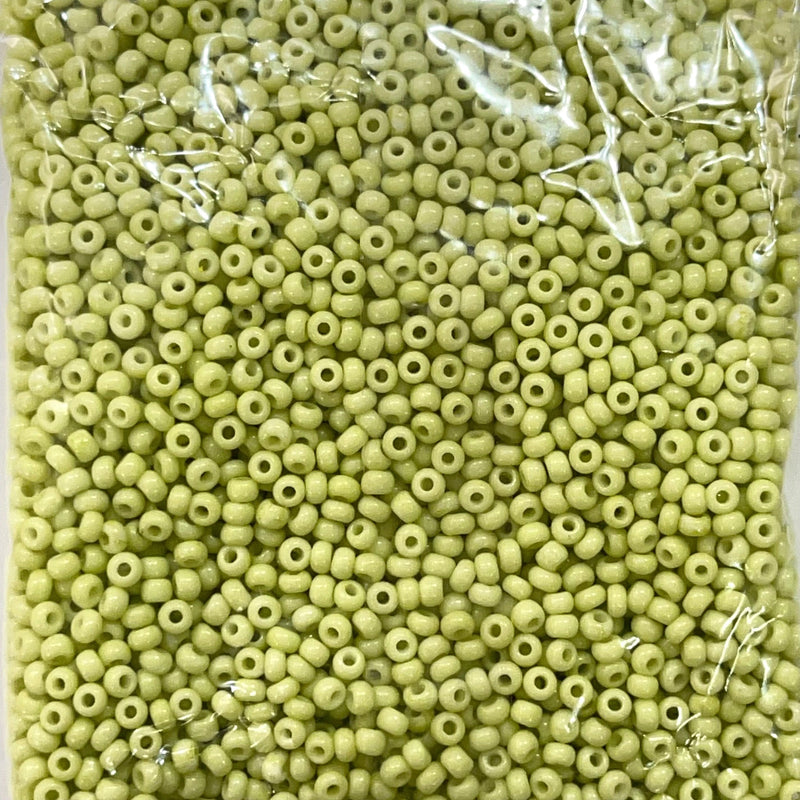 Preciosa Seed Beads 8/0 Rocailles-Round Hole 100 gr, 03153 Green Dyed Chalkwhite