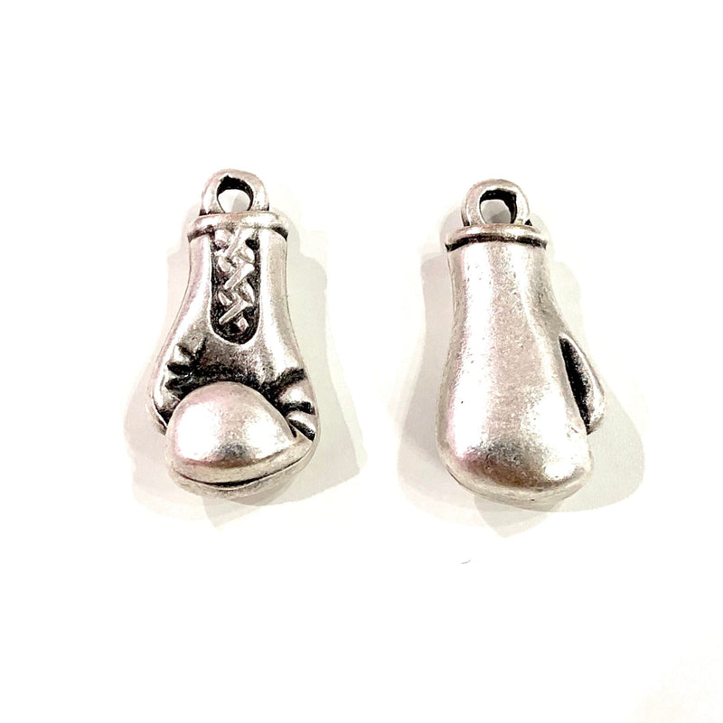 Antique Silver Plated  Box Gloves Charms ,  Silver Plated Box Gloves Charms , 2 pieces in a pack,