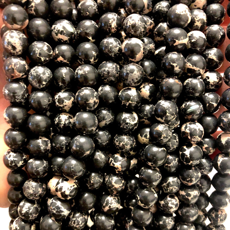 Natürlicher Meeressediment-Jaspis 8 mm runde Perle, 47 Perlen pro Strang