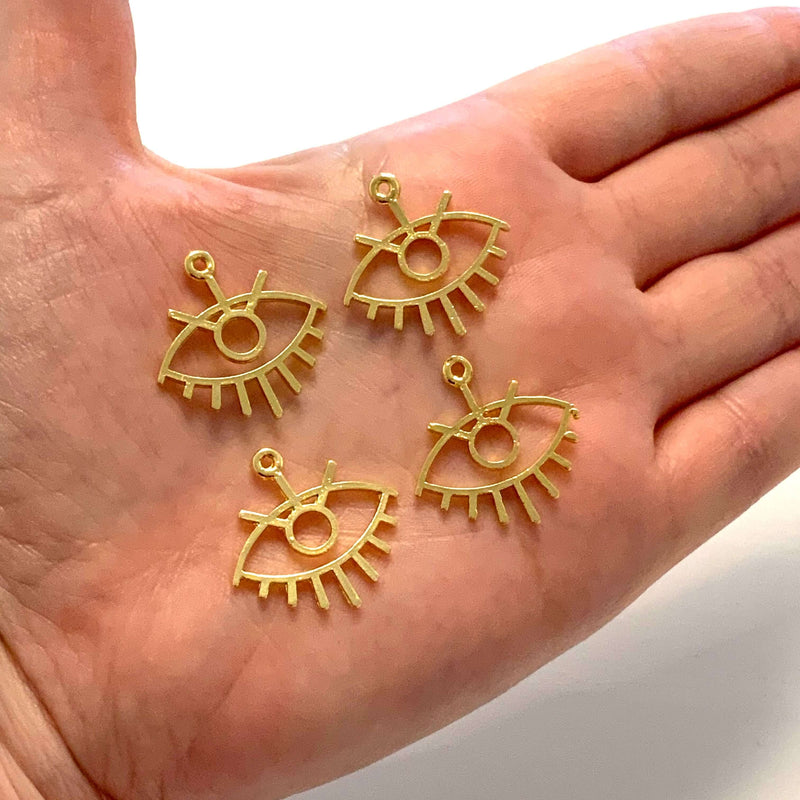 24Kt Shiny Gold Plated Eye Charms,Gold Eye Charms, 4 pcs in a pack