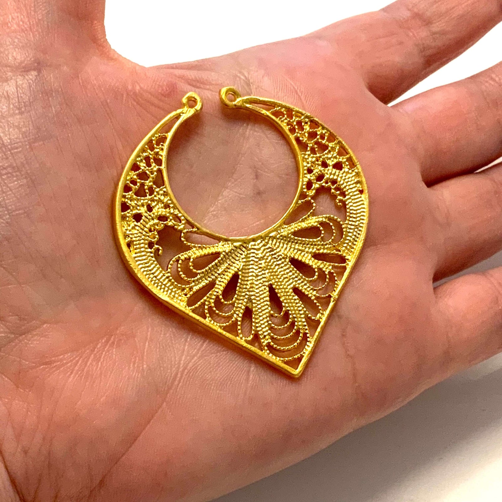 24Kt Matte Gold Plated Large Authentic Pendant