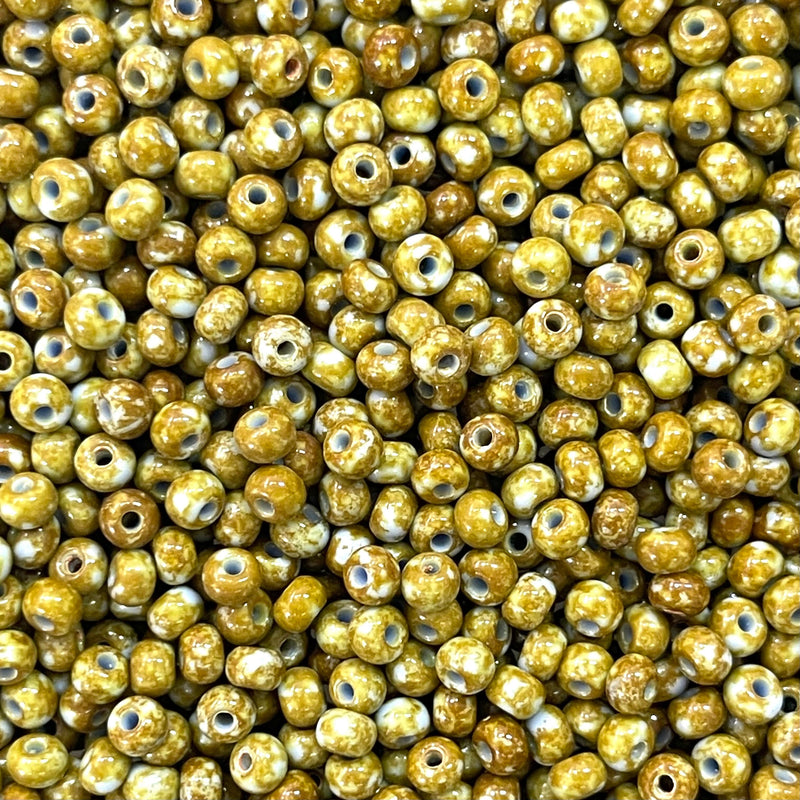 Preciosa Seed Beads 6/0 Rocailles-Round Hole 100 gr, 39000 Travertine On Opaque Lt. Blue