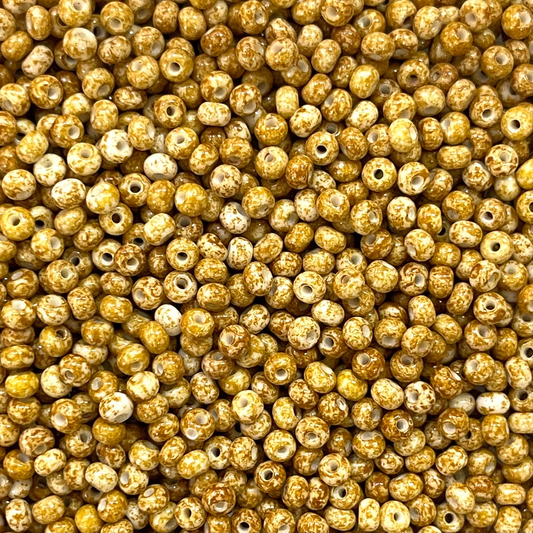 Preciosa Seed Beads 6/0 Rocailles-Round Hole 100 gr, 66209 Travertine On Chalkwhite