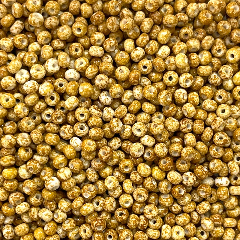 Preciosa Seed Beads 6/0 Rocailles-Round Hole 100 gr, 66209 Travertine On Chalkwhite