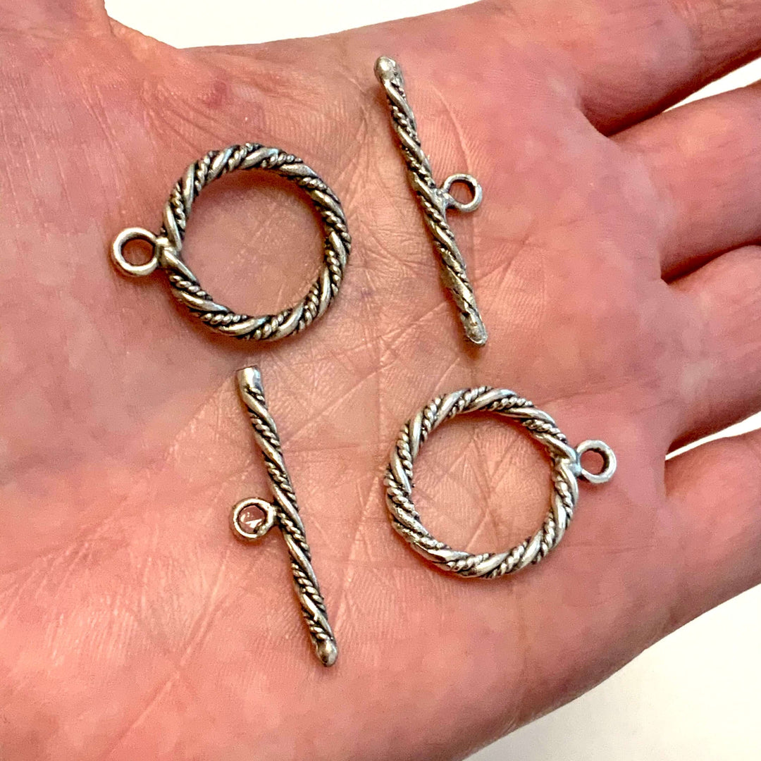 2 Sets, Antique Silver Plated Brass Toggle Clasp,