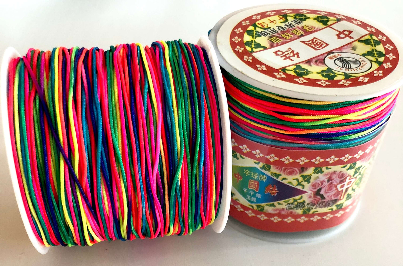 100 Yards -1MM Multicolor Neon Knotting Braided Nylon Cord, 100 Yards Reel Shamballa Macrame Beading String