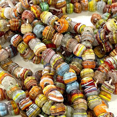 Perles de verre de citrouille artisanales traditionnelles turques faites à la main, perles de verre à grand trou, 25 perles dans un paquet
