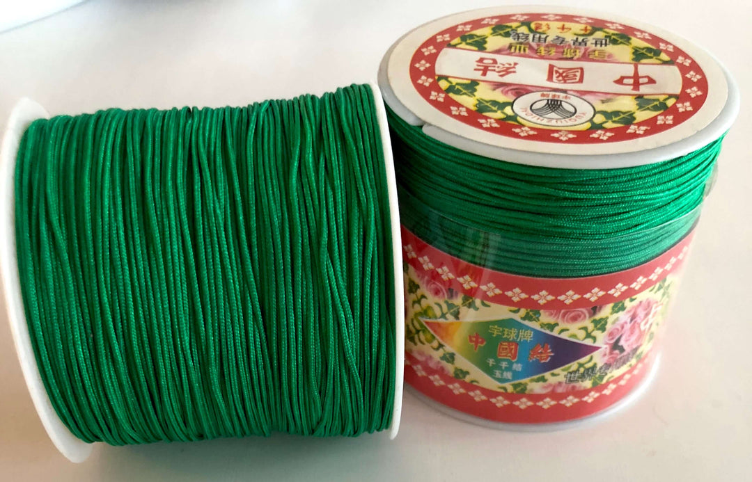 100 Yards -1MM Green Knotting Braided Nylon Cord, 100 Yards Reel Shamballa Macrame Beading String