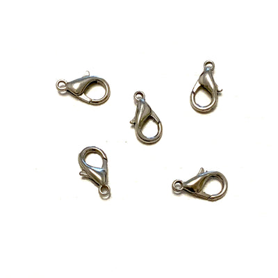 Fermoirs de homard plaqués rhodium, (14 mm x 8 mm) 503 fermoir de pince de homard en laiton,