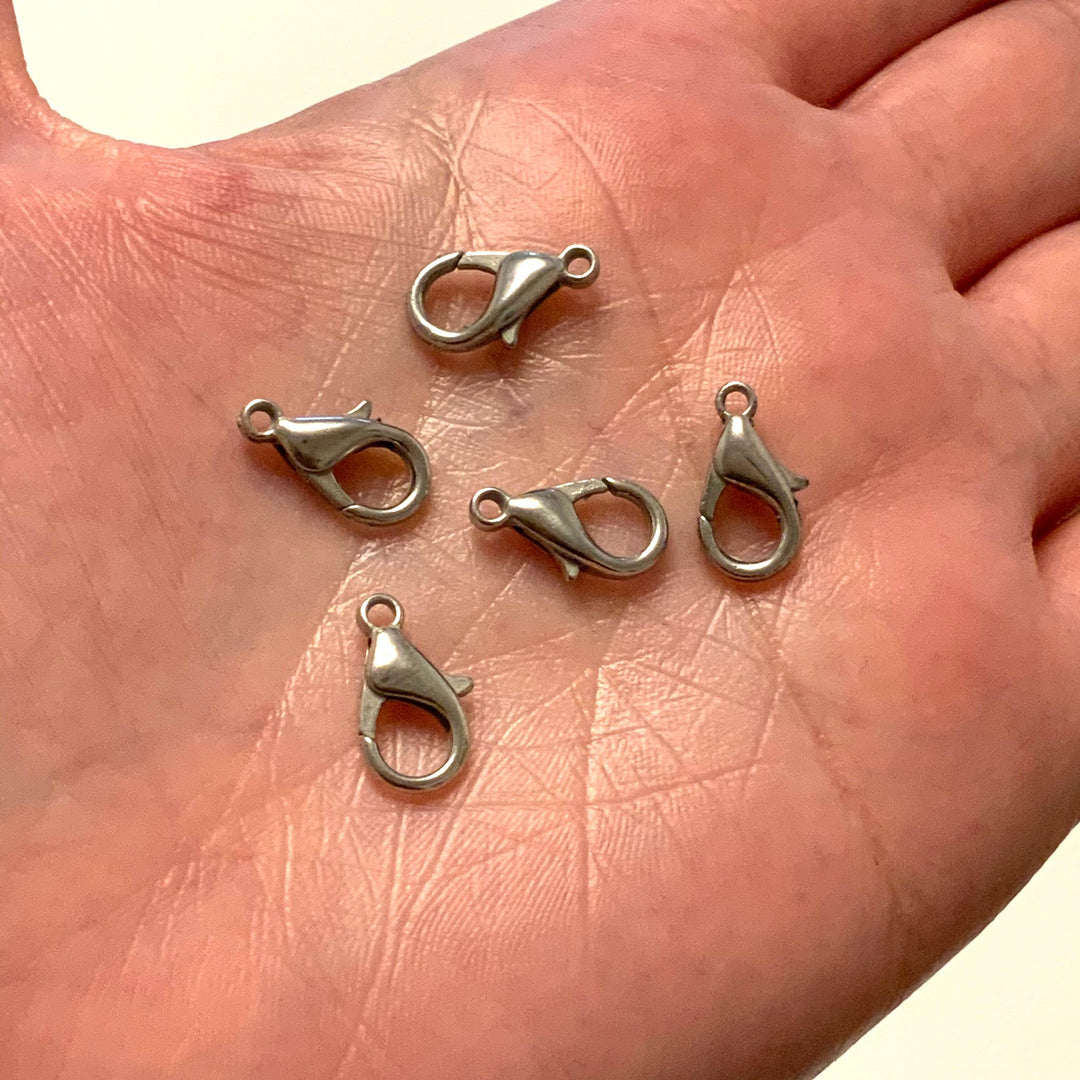 Rhodium Plated Lobster Clasps, (14mm x 8mm) 503 Brass Lobster Claw Clasp,