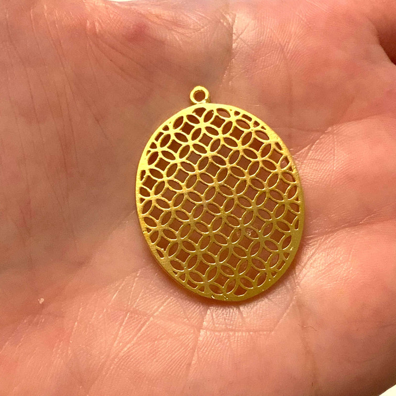 24Kt Matte Gold Plated Large Authentic Pendant, 36mm Gold Plated Pendant