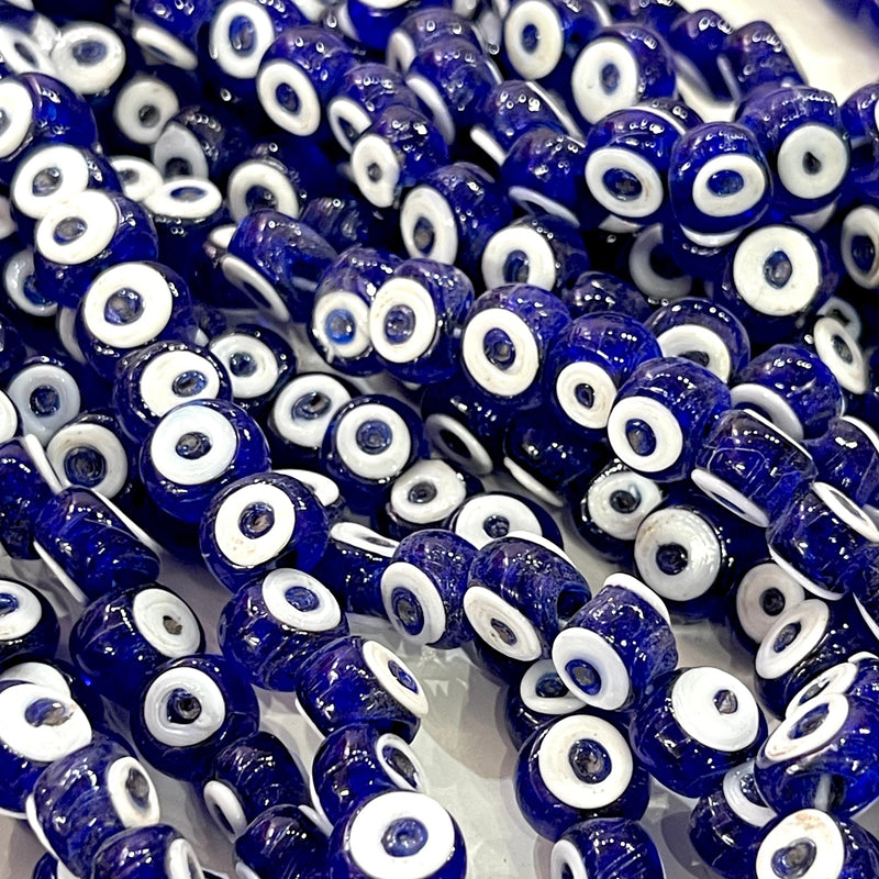 Traditional Turkish Artisan Handmade Double Sided Glass Evil Eye Beads, 5 Beads per pack