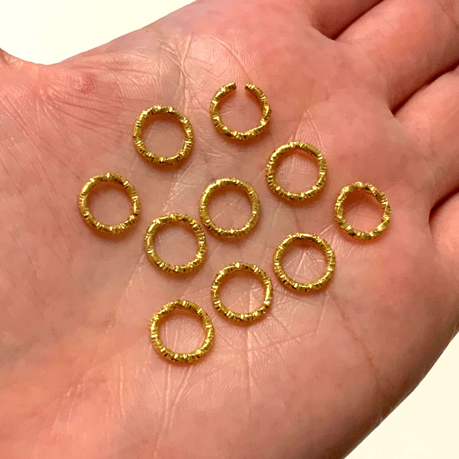 10mm Matte Gold Plated Ring Charms, 10mm Gold Rings, 10 pcs in a pack
