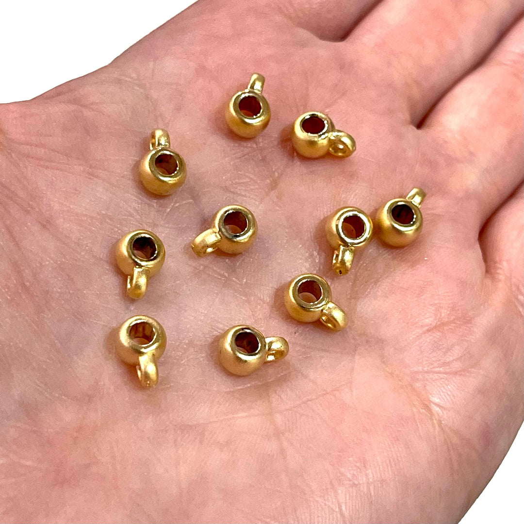 6mm Matte Gold Plated Spacer Charms With Loop, 10 pcs in a pack