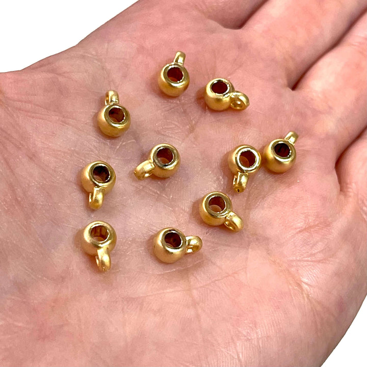 6mm Matte Gold Plated Spacer Charms With Loop, 10 pcs in a pack