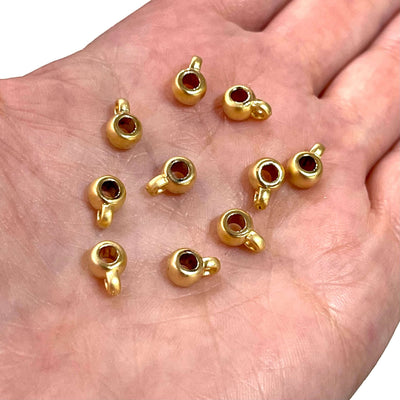 6mm 24Kt Gold Plated Spacer Charms With Loop, 10 pcs in a pack
