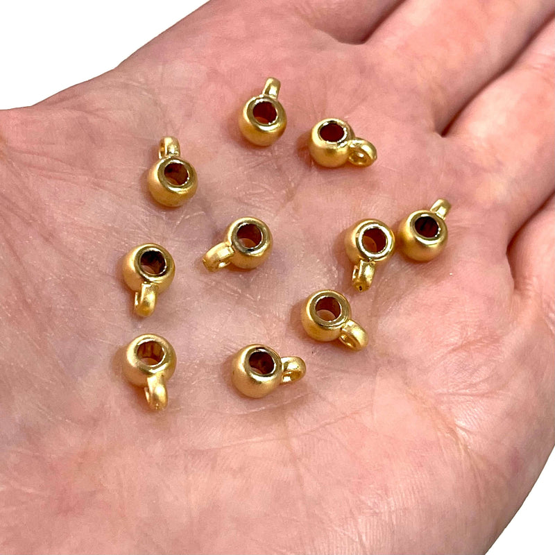 6mm Matte Gold Plated Spacer Charms With Loop, 10 pcs in a pack