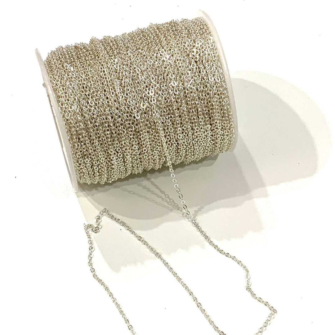 5 Metre Bulk Silver Plated Cable Chain, Silver Plated Soldered Chain