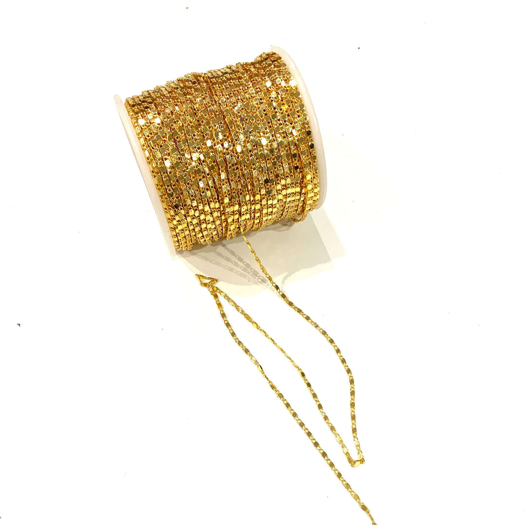 16.5 Foot, 5 Meters,1.8mm Bulk 24Kt Gold Plated Soldered Chain, Gold Plated Chain