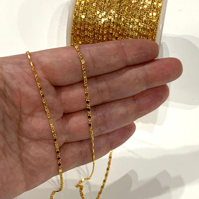 16.5 Foot, 5 Meters,1.8mm Bulk 24Kt Gold Plated Soldered Chain, Gold Plated Chain£8.5