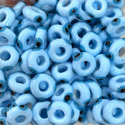 Hand Made Large Hole Evil Eye Beads, Pandora Fit Glass Beads, 5 Pcs in a pack