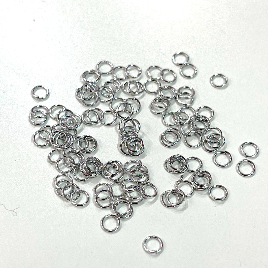 0.5x4mm, Rhodium Plated Jump Rings, 4mm, Rhodium Plated Open Jump Rings