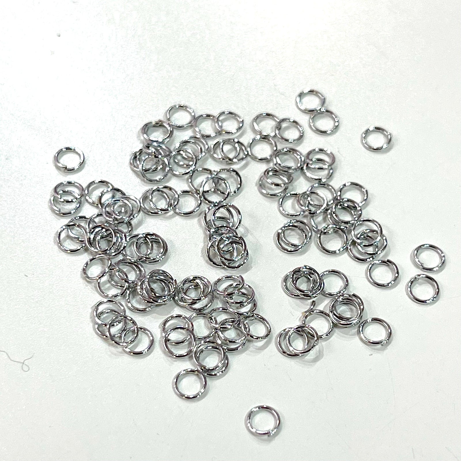 0.5x4mm, Rhodium Plated Jump Rings, 4mm, Rhodium Plated Open Jump Rings