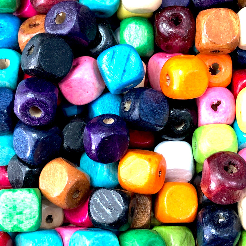 Large Hole Wooden Cube Beads 12x12mm 10 Pieces in a pack