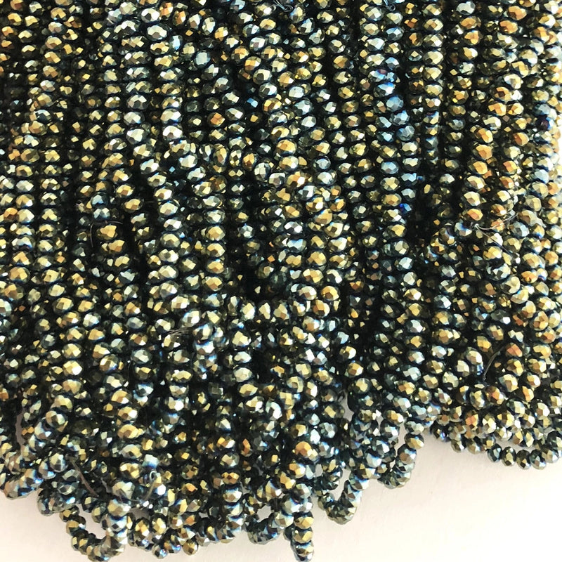Crystal faceted rondelle - 150 pcs -3mm - full strand - PBC3C48, Crystal Beads,Beads, glass beads, beads crystal rondelle beads £1.5