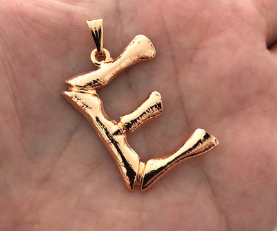 Initial Pendants,Initial Alphabet Letter Pendants in 18k Gold Tone Bamboo Rustic Style A to Z,