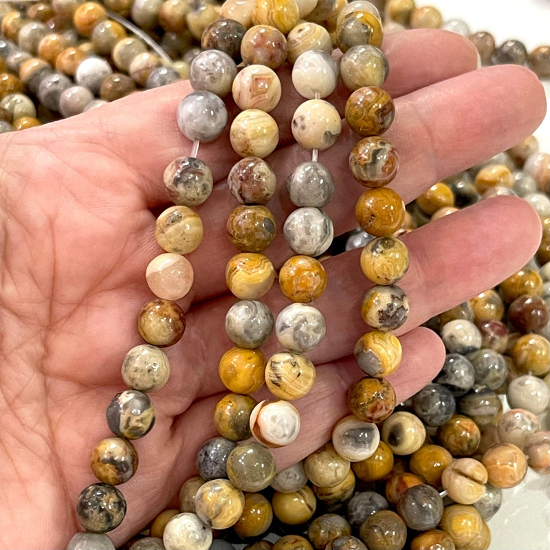 Porcelain Jasper - 8 mm round beads - full strand - 49 beads