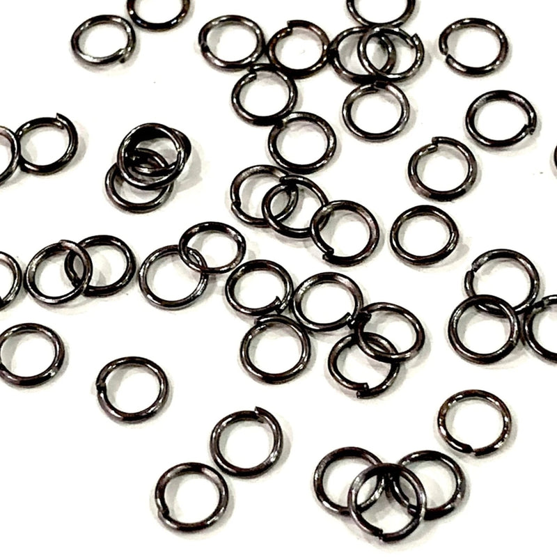 Gunmetal Plated Jump Rings, 6mm Extra Fine Jump Rings, Gunmetal Plated Open Jump Rings